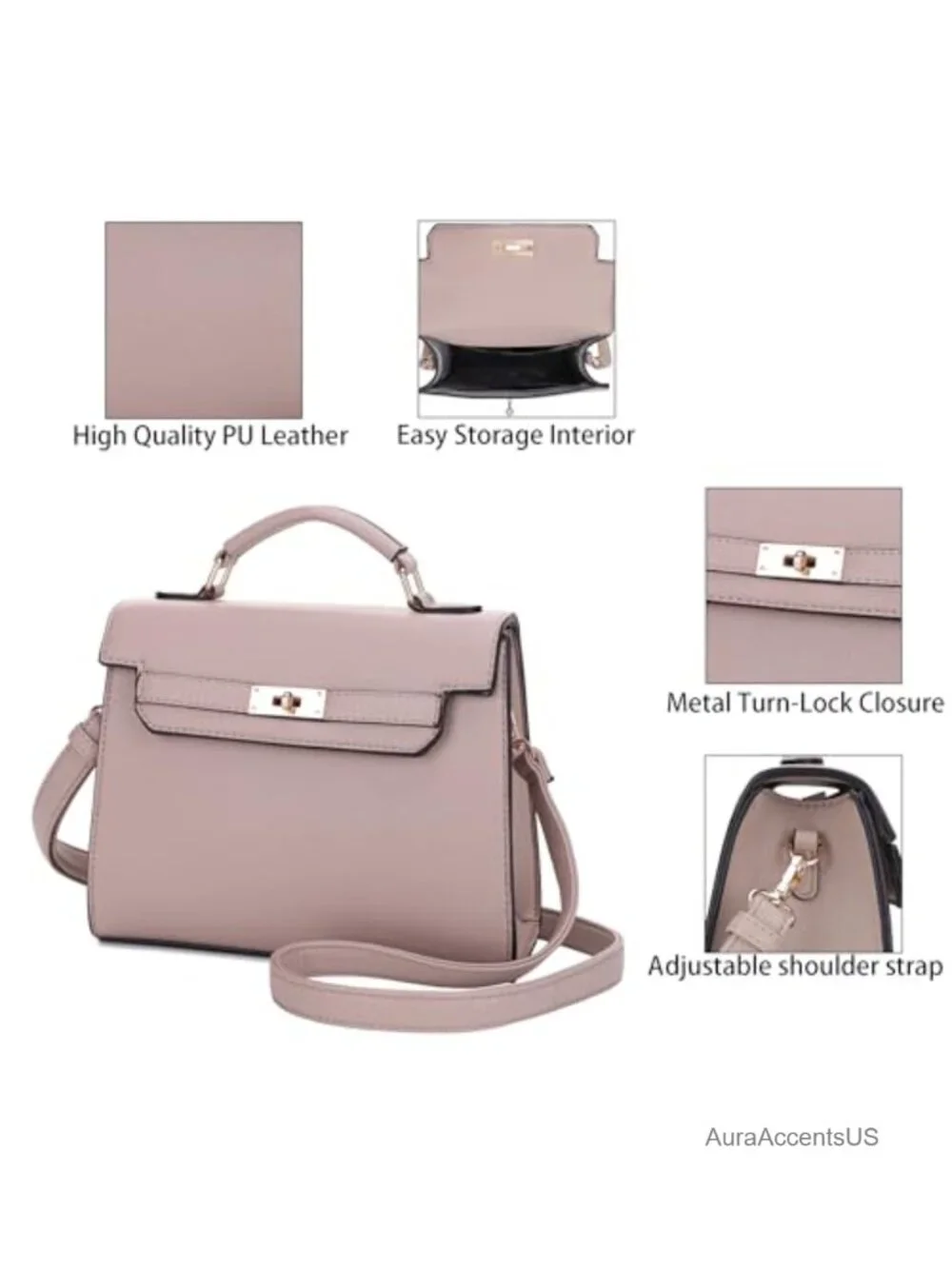 Top Handle Satchel with Detachable Strap Small Pebbled Leather Crossbody Bag